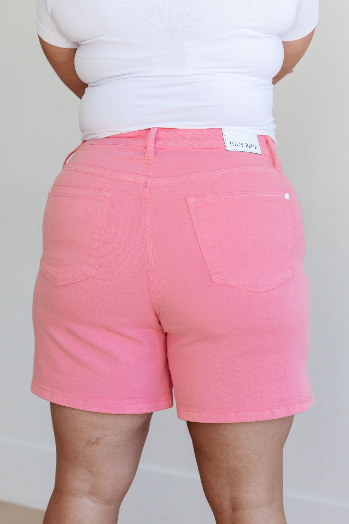 Jenna High Rise Control tummy Cuffed Shorts in Pink