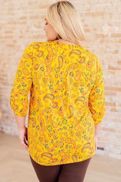 Lizzy Top in Yellow and Navy Paisley