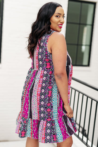 That's So Boho Mixed Print Sleeveless Dress