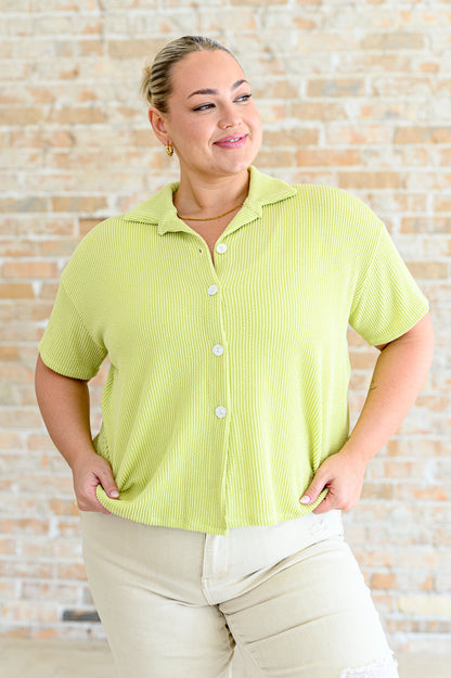 Two's Company Ribbed Button Down Top